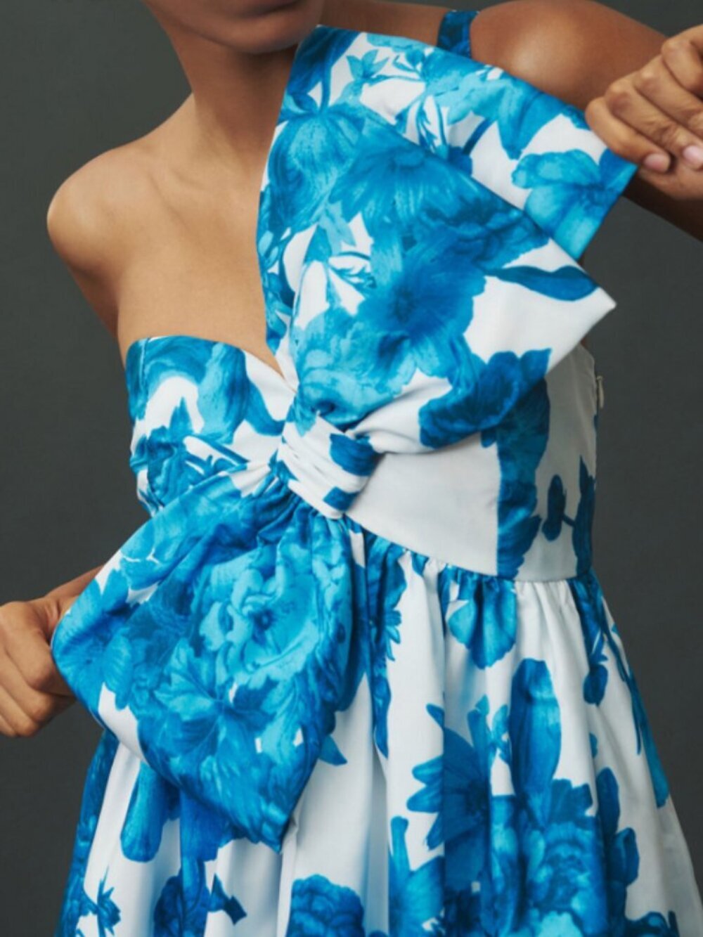 Anthropologie ATSU Blue Floral White Sundress with Bow Detail size XS NWT - Picture 2 of 12